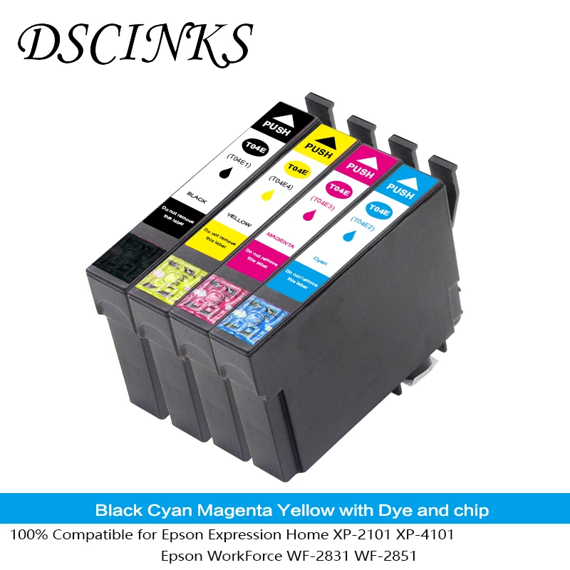 

T04E1 T04E2 T04E3 T04E4 compatible ink cartridge with Dye ink for Epson Expression Home XP2101 XP4101 WorkForce WF-2831 WF-2851