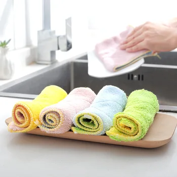 

1368 Superfine Fibre Double-Sided Water-Absorbing Cleaning cloth Thick Not Shed Oil-free Dish Towel Kitchen Dishcloth