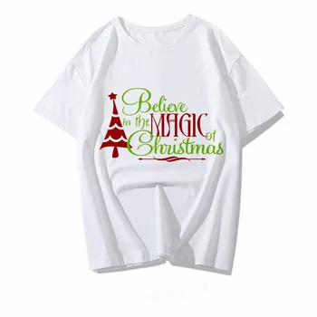 

Fashion Women's New Year Merry T-shirt Christmas Graphic Letter T-shirt Women's Print T-shirt