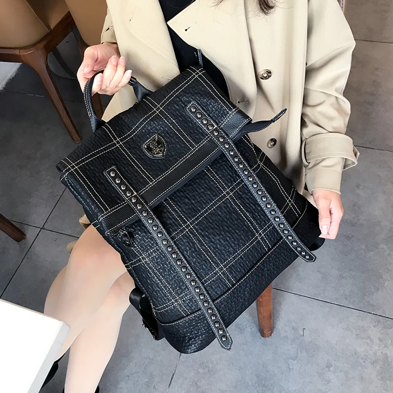 Маленький рюкзак Mochila Feminina, рюкзак с защитой от кражи, для путешествий, большой объем, натуральный кожаный рюкзак, винтажные женские школьные сумки