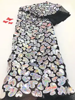 

Latest 5yards Embroidered African tulle French Lace Fabric With sequins African French Net Lace fabric FDF838