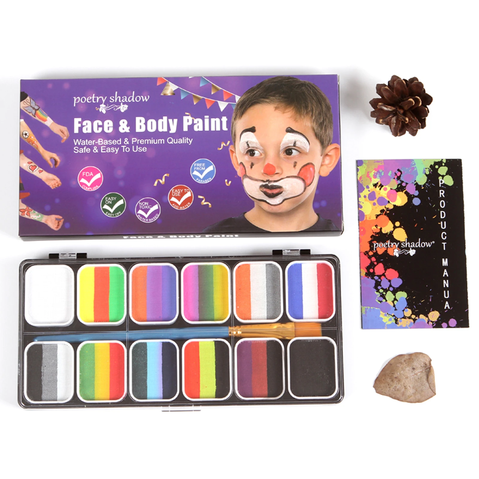 Face Paint Palette 12 X 10g Colours TAG Body Art Face Paint Shop
