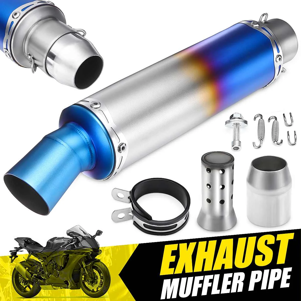 

38-51mm Motorcycle Exhaust Pipe Muffler Tail Tip Pipe Exhaust Stainless Steel Tail Tube Modified Universal with DB Killer