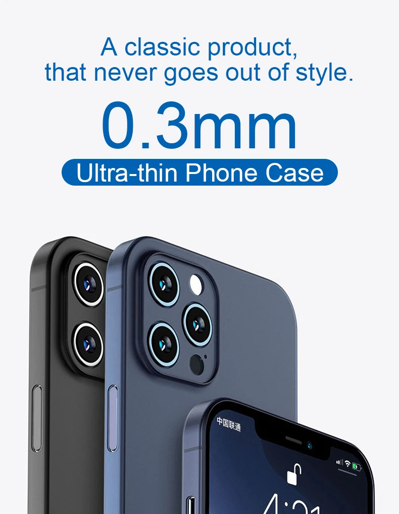 0.3mm Ultra Thin Phone Case For Apple iPhone 13 Pro Max Luxury Matte Full Back Cover For iPhone 13 Mini Transparent Funda Hard iphone 11 Pro Max phone case