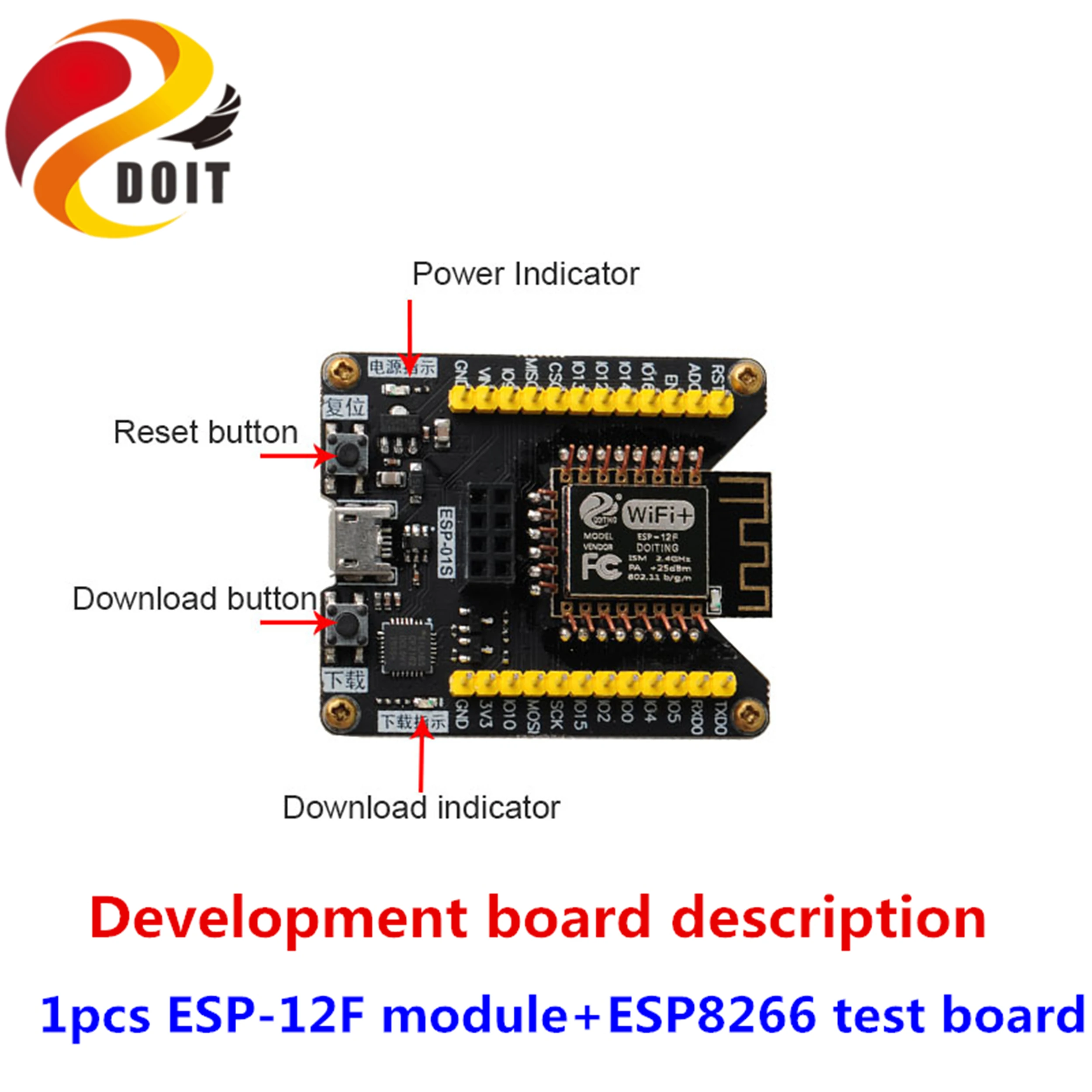 

SZDOIT ESP-12F WIFI To Serial Port Wireless Transparent Transmission Wifi Module With ESP8266 Burning Fixture Development Board