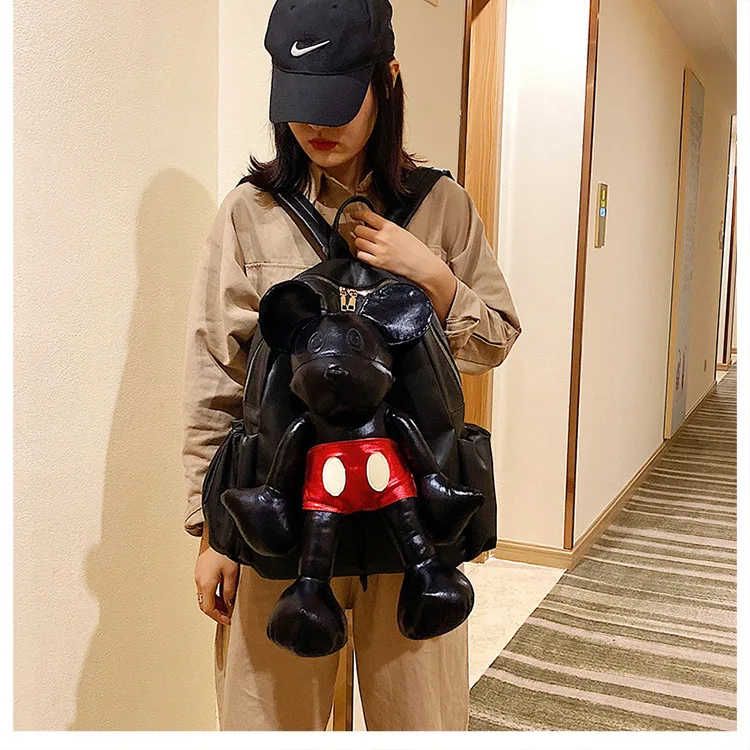 Рюкзак с Микки Маусом, высокое качество, женская сумка через плечо, школьная сумка из искусственной кожи, женский рюкзак для путешествий, модная вместительная сумка для хранения