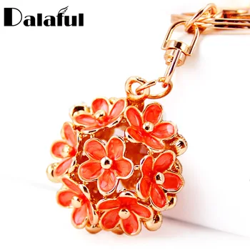 

Dalaful Chic Hollow Out Flower Metal Key Chains Rings Exquisite Purse Bag Buckle Pendant For Car Keyrings KeyChains K296