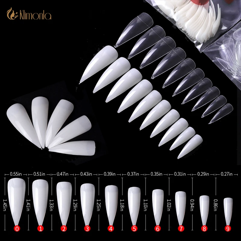 

Curved Fake Nail Full Cover Sculpted Clear Stiletto Coffin False Nail Tips 500pcs/bag Nails Extension Artificial Nail Art Tips