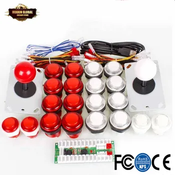 

2Player Arcade DIY Kit USB Contoller To PC Joystick + 20 LED Illuminated Buttons Mame Games Stick