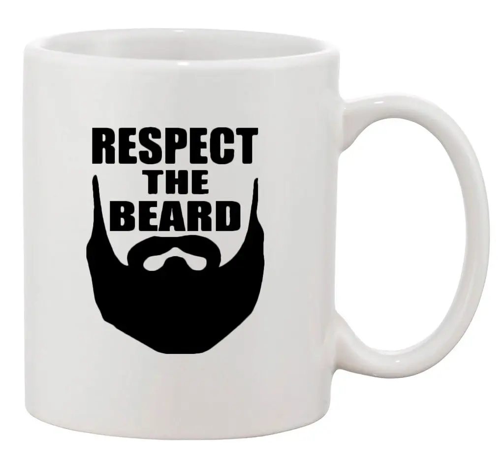 Respect The Beard Mug, Funny Beard Mug Cup with Stirring Spoon Beard Gifts, Gift for Men, Beard Gift