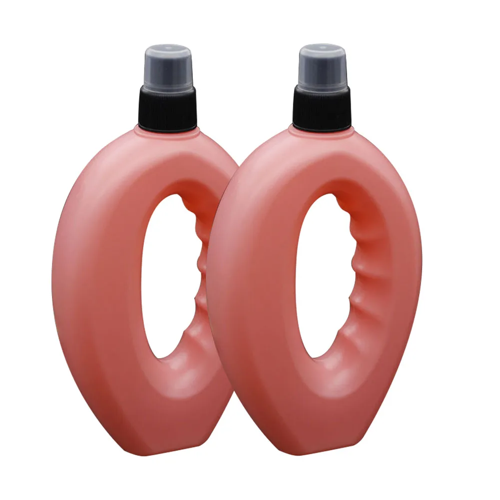 

2 Pcs Easy Use With Spout Drink Water Travel Practical Non Toxic Gift Outdoor Kettle Reusable Hand Grip Sports Bottle Running