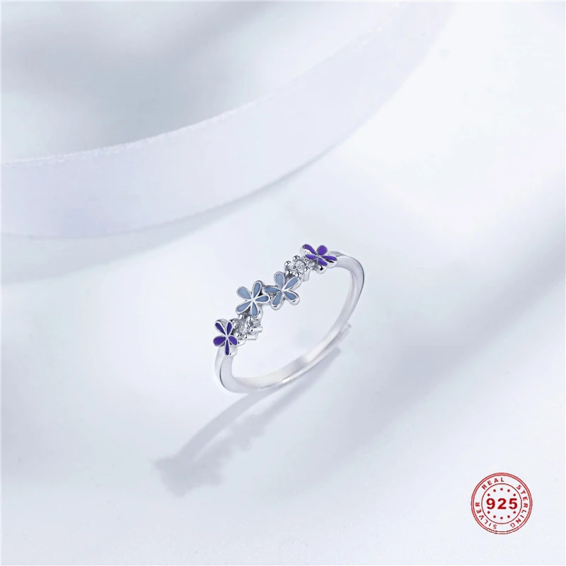 

Doreen Box Elegant Flower 925 Sterling Silver Adjustable Rings Silver Color Women Rings Clear Rhinestone (US Size 6.5), 1 PC
