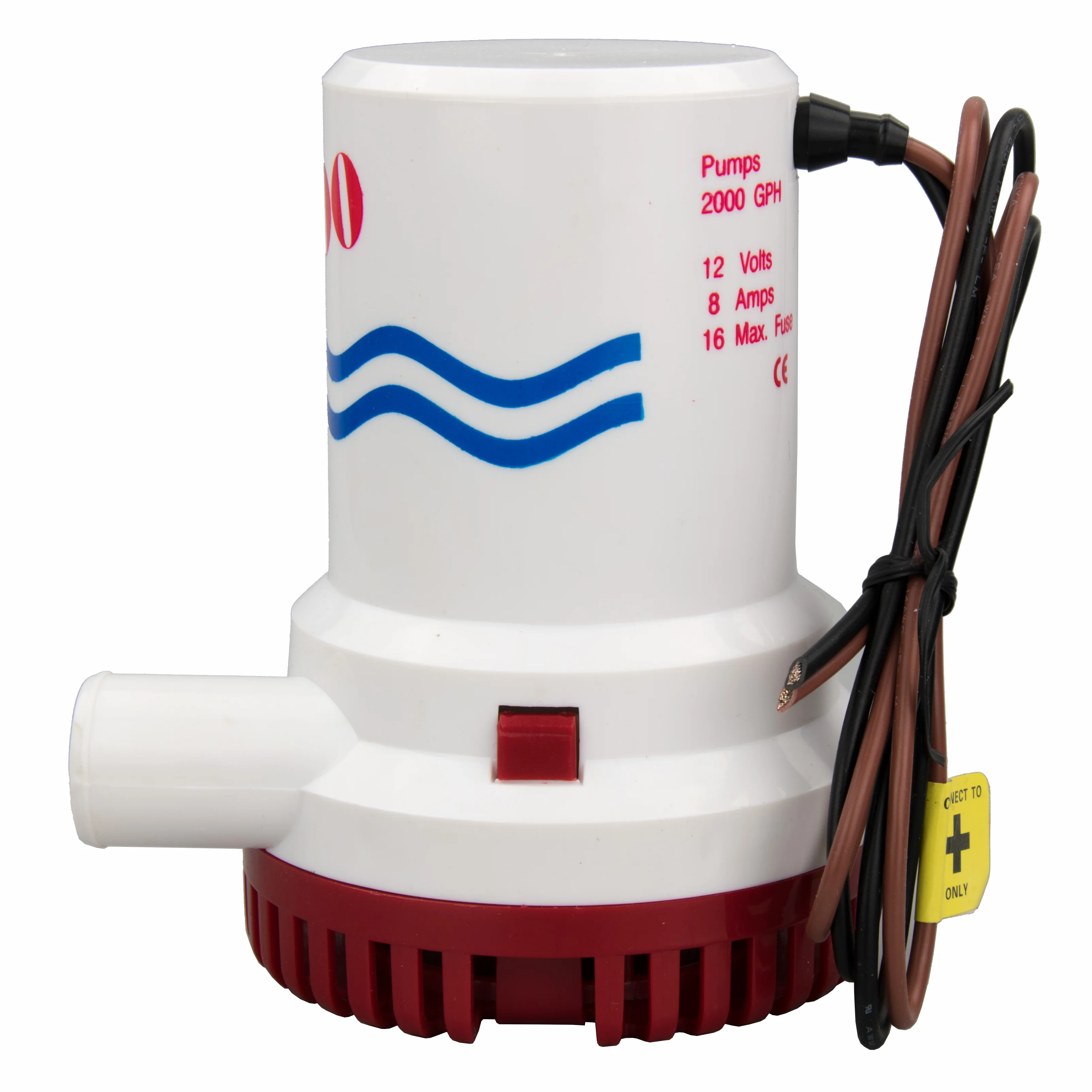 12V 8A 2000GPH Heavy Duty Bilge Pump Non-Automatic Marine Submersible Pump