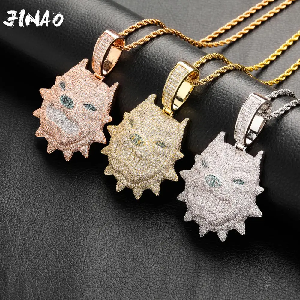 

JINAO New Dog Pendant Necklace With 4mm Tennis Chain Cuban chain Gold Silver Iced Out Cubic Zircon Hip Hop Rock Jewelry
