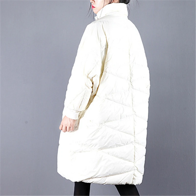 Женский длинный пуховик зимняя модная новинка 2019 свободный рукав летучая мышь