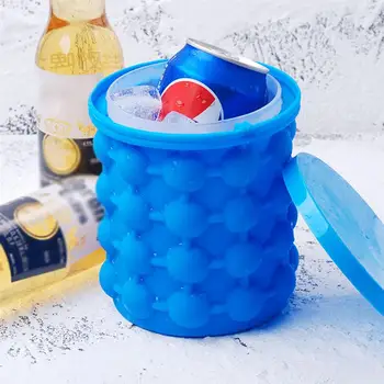 

Portable 2 In 1 Large Silicone Ice Bucket Mold With Lid Space Saving Cube Maker Tools For Kitchen Party Barware magic ice bucket