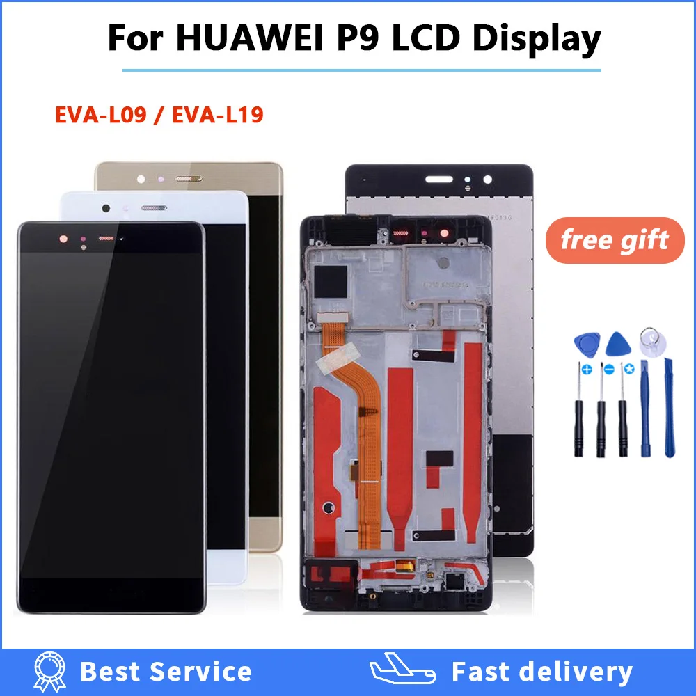Высококачественный ЖК-дисплей для HUAWEI P9 сенсорный экран дигитайзер с рамкой