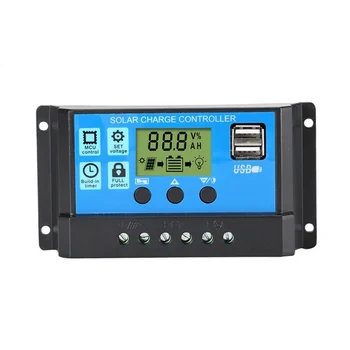 

10A/20A/30A Solar Panel Battery Charge Controller 12V/24V LCD Regulator Auto Dual USB