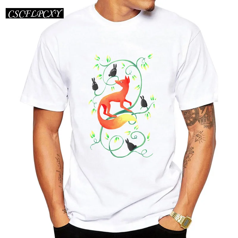 

2019 Newest Men's Fashion Bunnies and a Fox Printed T-Shirt Summer Cool Tops Fashion Tees