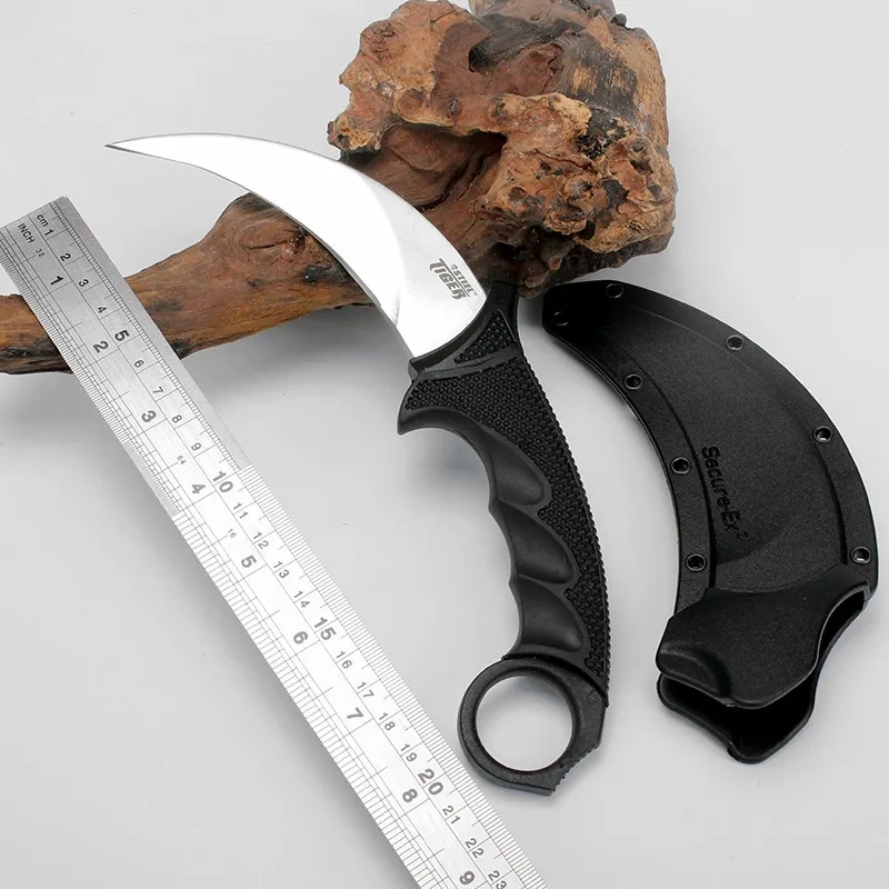 Высокое качество холодной стали Тигры 59HRC karambit фиксированный нож открытый инструмент для кемпинга охотничьи спасательные ножи выживания+ безопасная-Ex Sheat