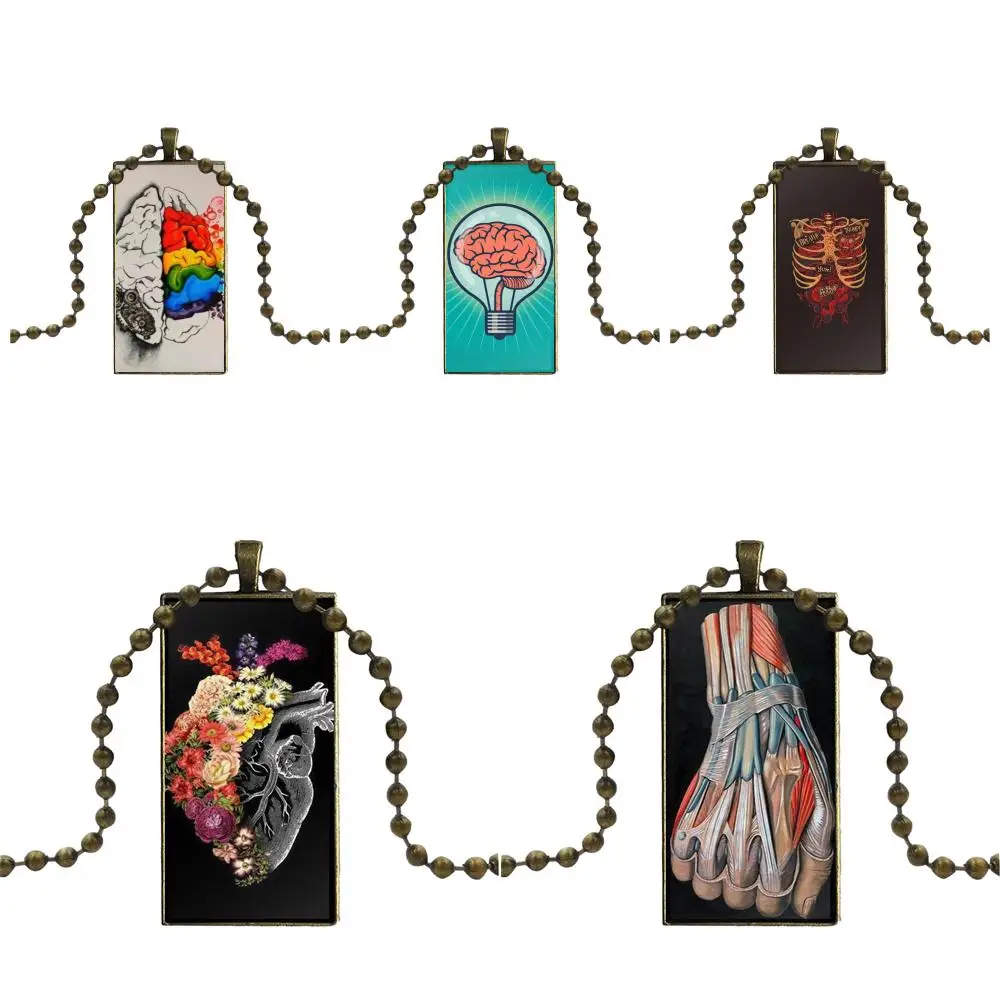 Стеклянный кабошон кулон ожерелье прямоугольная Мода Ожерелье для мужчин женщин