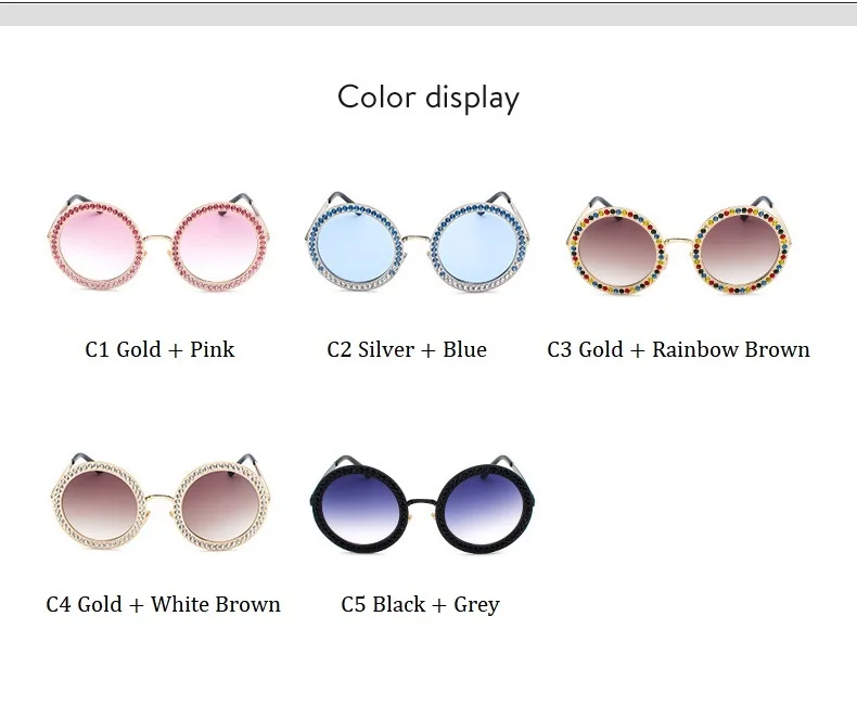 Высококачественные роскошные брендовые Круглые Солнцезащитные очки для женщин, изысканные радужные бриллиантовые очки, большие солнцезащитные очки для женщин