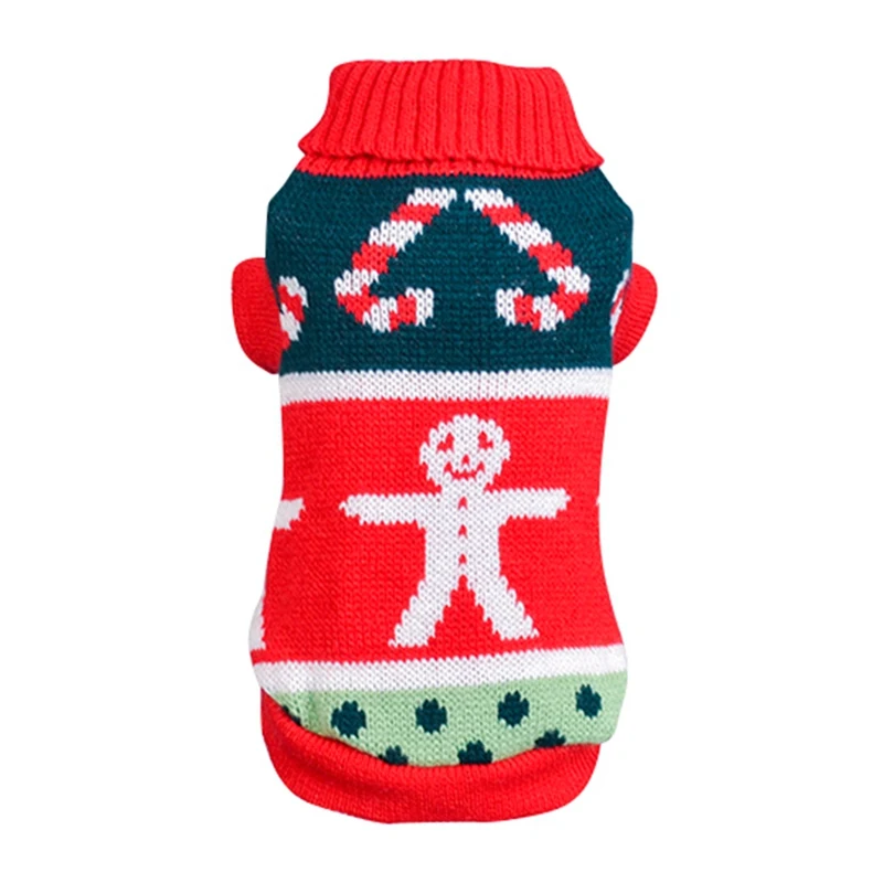 Зимняя теплая одежда для домашних животных свитер с изображением снеговика для Собаки Одежда для щенка пальто вязаный костюм для маленьких собак - Цвет: Красный