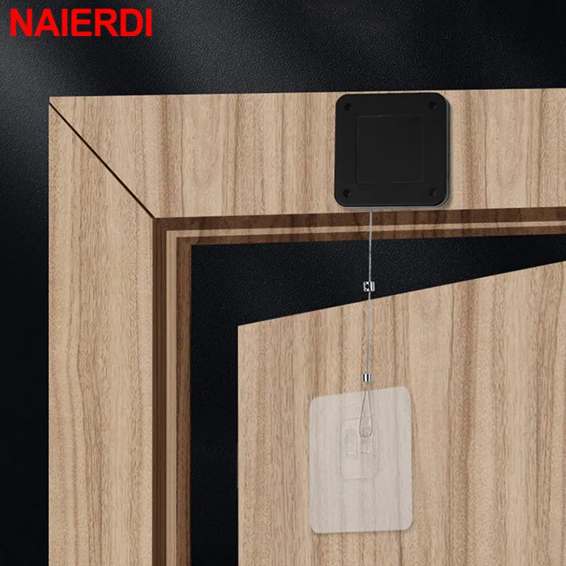NAIERDI Punch-free Automatic Sensor Door Closer Automatically Close 500g-1000g Tension Soft Close Furniture Hardware door closer