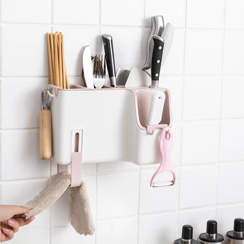 

Multifunction Tableware Cutlery Box Wall Mounted Spoon Chopsticks Fork Storage Sort Drain Rack Kitchen Accessories