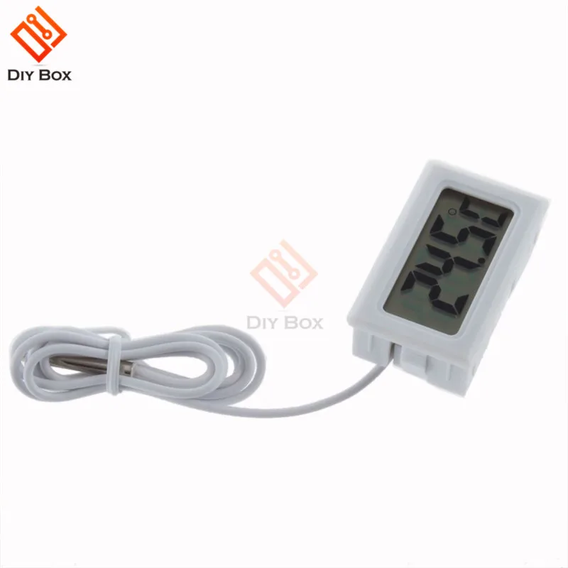 Цифровой Встроенный электронный термометр с ЖК-дисплеем, гигрометр, температура-50~ 110 градусов, удобный термометр для холодильника и холодильника - Цвет: White with 1M Cable