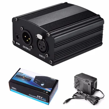 

Wholesale Microphone 1-Channel 48V Phantom Power Supply+Adapter AU US EU Plug for Any Condenser Microphone Recording