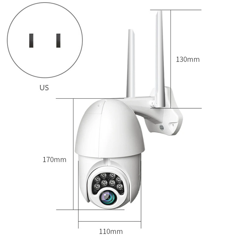 1080P HD PTZ IP Camera Wireless Wifi Outdoor Speed Dome Waterproof Security Monitor Camera Pan Tilt Digital Zoom Network Surveil