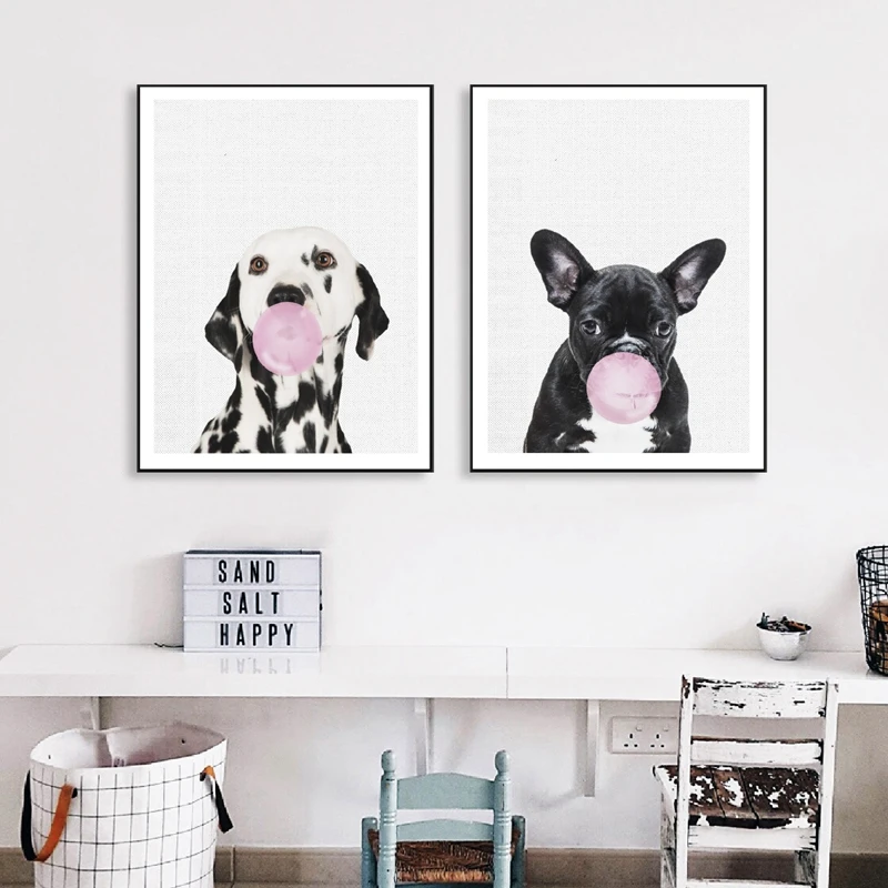 Dalmatian-Dog-Art-Painting-Bubble-Animal-Wall-Pictures-French-Bulldog-Photography-Posters-Canvas-Art-Prints-Nursery (3)