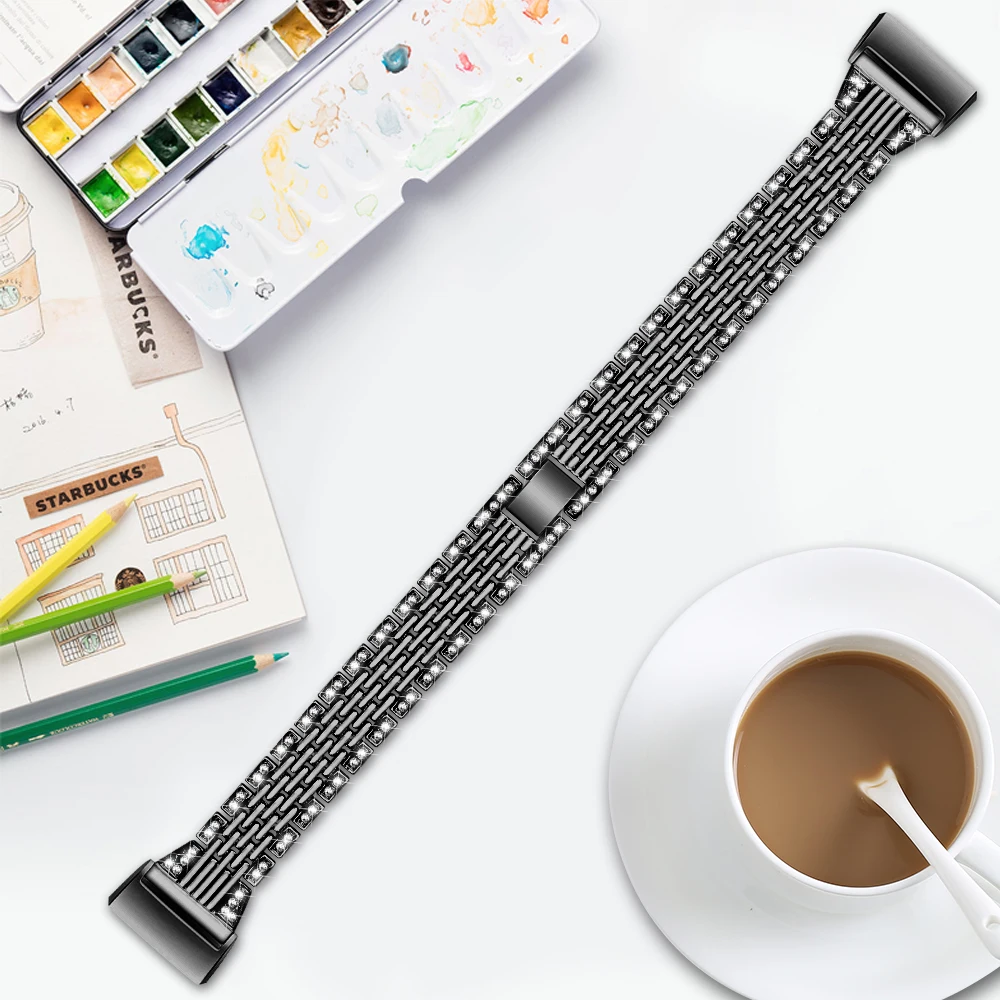 Металлический ремешок для Fitbit Charge 2 Charge 3 Band Diamond нержавеющая сталь Chained сменный Браслет ремешок для Fit bit Charge