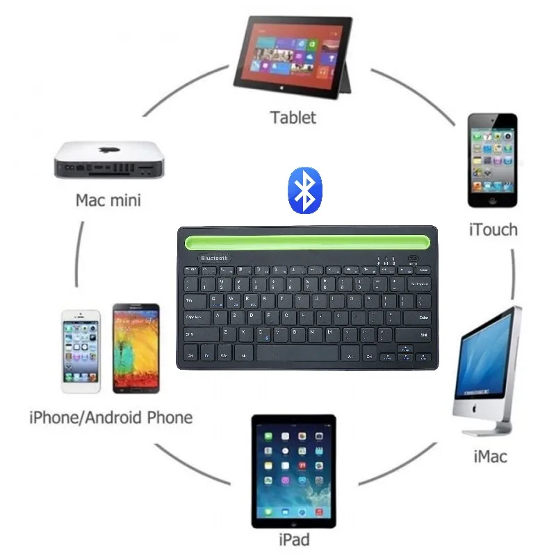 Двухканальная Bluetooth клавиатура с держателем телефона перезаряжаемая