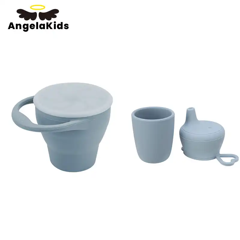 1 Ensemble Tasse D Alimentation En Silicone Pour Bebe Stockage De Collations Tasse De Boisson Portable Tasse De Paille Tasse De Stockage Des Aliments Couvercle Universel Tasse De Paille Douce Sans Bpa