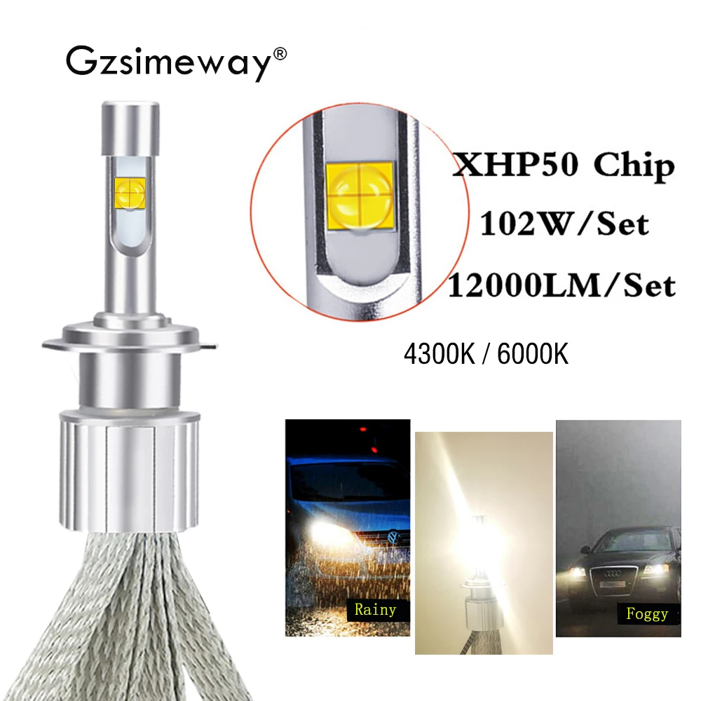 

Автомобисветильник H7 LED H4 H1 H11 HB3 9012 H16(JP) передняя фара с XHP50 102 лм 4300 Вт 6000K 880 K H3 H9 светодиодный 881 Автомобильная противотуманная фара