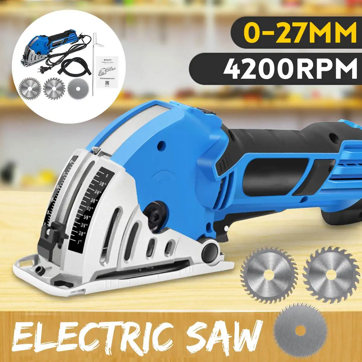 

500W Mini Portable Electric Saw Cut Chainsaw Adjustment Cutting Depth Tool Set With 3 Saw Blade Woodworking Tools 220V-240V