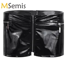 Женское латексное нижнее белье, велук, лакированная кожа, на молнии, открытая промежность, боксеры, шорты, Рейв, шорты для фестивалей, вечерние, для танцев на шесте