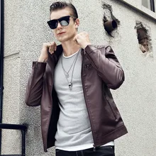 GustOmerD новая весенняя Осенняя мужская куртка однотонная повседневная куртка из искусственной кожи Модная водонепроницаемая кожаная куртка на молнии мужская одежда