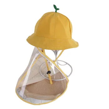 

Toddler Kids Bucket Hat, Summer Wide Brim Protective Hat with Face Shield & Chin Strap, Anti-Saliva