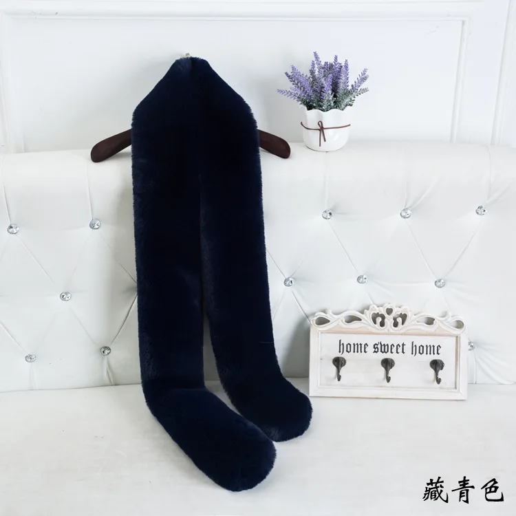 navy blue Qearlstar супер роскошные женские длинные меховые шарфы 180*10 см двухсторонние пушистые кашне дамские модные вечерние накидки для косплея FY25 - Цвет: navy blue
