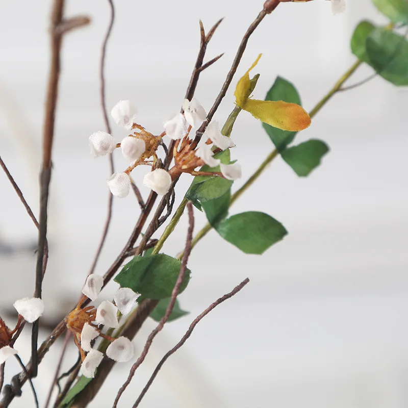 1PC Simulation Plant Rattan Artificial Fake Flower Hanging Vine Wall Hanging Diy Home Decoration Bonsai Flower 5 Fork Rattan