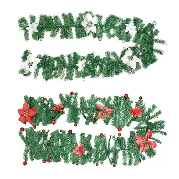 

2.7m Length Artificial Christmas Fireplace Garland Wreath Fake Pine Tree Ornament White / Red Fireplace Ornament