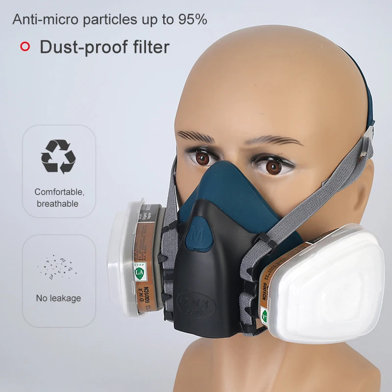 

Anti-Dust Mask Face Masks with Filter Pads Dust Protector Air Purifying Half Face Cover PUO88