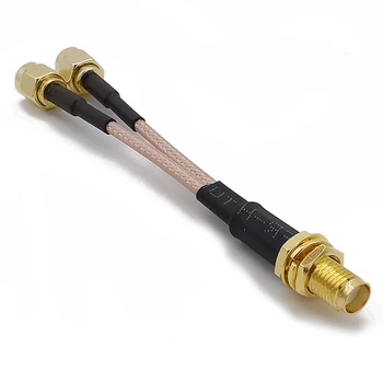 

1Pcs Dual SMA Male plug to SMA Female socket RG316 Antenna Adapter Splitter Combiner Y Type Cable 15CM length