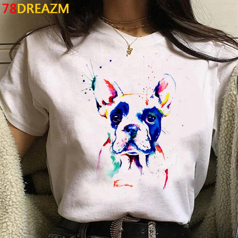 French Bulldog top tees summer top femme white t shirt kawaii 2021 plus size top tees streetwear harajuku friends t shirt