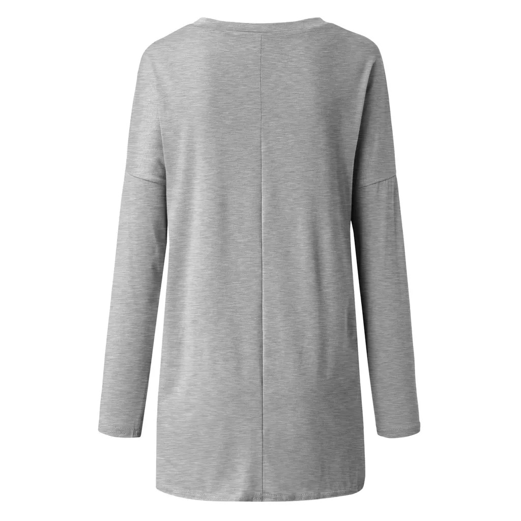 5xl, Женская туника, блузка размера плюс, зимняя, круглый вырез, чистый цвет, блуза с длинным рукавом, повседневные пуловеры, топы, Blusas Mujer De Moda