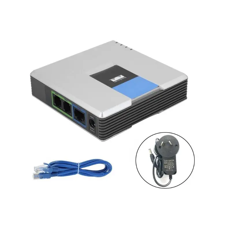 1 комплект VOIP шлюз адаптер разъем протокол Интернет Телефон речевой адаптер с сетевым кабелем для Linksys PAP2T AU/EU/US/UK Plug - Цвет: AU