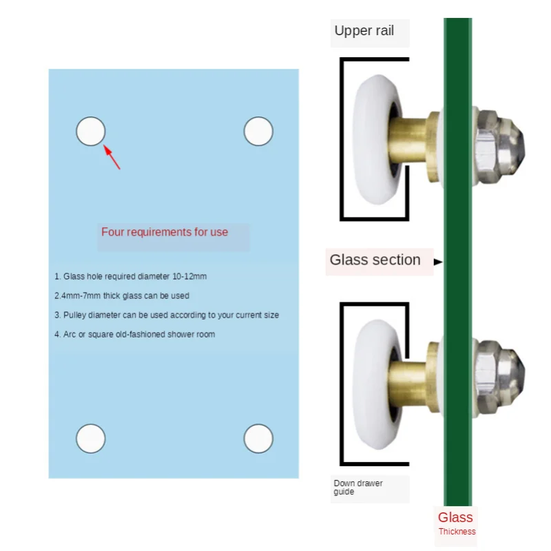 8PCS 19/23/25/27mm Diameter Shower Glass Sliding Door Hanging Wheel Roller Bathroom Sliding Cabinet Eccentric Pulleys